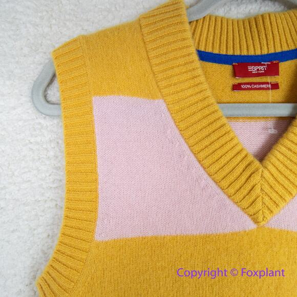 New! Esprit 100% Cashmere V neck sweater vest,‎ size S - Picture 6 of 9